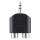 Адаптер BELKIN 3.5мм jack -2RCA (M/F), PORTABLE,BLACK (F3Y120BF)