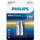 Батарейка Philips Ultra Alkaline AAA BLI 2 (LR03E2B/10) щелочные