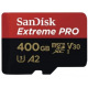 Карта памяти SanDisk  400GB microSDXC C10 UHS-I U3 R170/W90MB/s Extreme Pro V30 + SD (SDSQXCZ-400G-GN6MA)