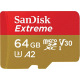 Карта памяти SanDisk 64GB microSDXC C10 UHS-I U3 R160/W60MB/s Extreme V30 + SD (SDSQXA2-064G-GN6MA)