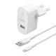 Мережевий ЗП Belkin 12W USB-A 2.4A, Lightning 1m, white (WCA002VF1MWH)