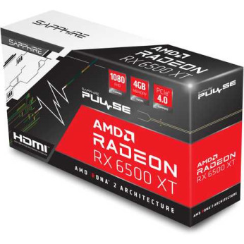 Відеокарта AMD RX 6500  GPU: 2825MHz MEM: 8G GDDR6 18.0Gbps HDMI/3DP RX 6500 XT 4G PULSE OC W/BP (11314-01-20G)