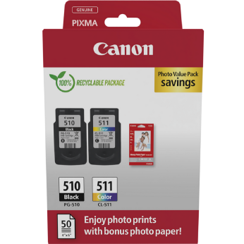 Набір картриджів Canon PG-510, CL-511 + фотопапір GP-501 50 аркушів MultiPack (2970B017AA/2970B010)