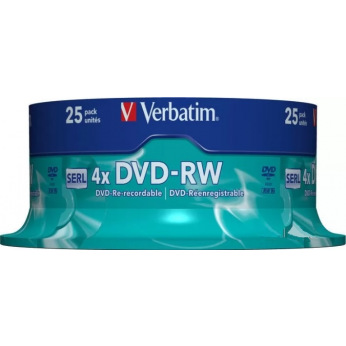 Диск Verbatim DVD-RW 4.7 GB/120 min 4x Cake Box 25шт (43639)