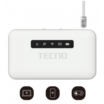 Мобільний маршрутизатор TECNO TR118 4G-LTE, 1x3FF SIM, 1xFE LAN/WAN, 1xmicro-USB, 2600mAh bat. (4895180763953)