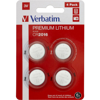 Батарейка Verbatim Premium CR2016 BL 4шт (49531)