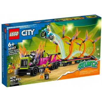 Конструктор LEGO City Stuntz Задания с каскадерским грузовиком и огненным кругом (60357)