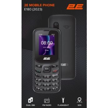 Мобільний телефон 2E E180 2023 1.77" 2SIM, 1000mAh, Чорний (688130251044)