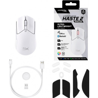 Мишь HyperX Pulsefire Haste 2 WL, White (6N0B0AA)