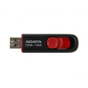 Накопичувач ADATA 32GB USB 2.0 C008 Black/Red (AC008-32G-RKD)