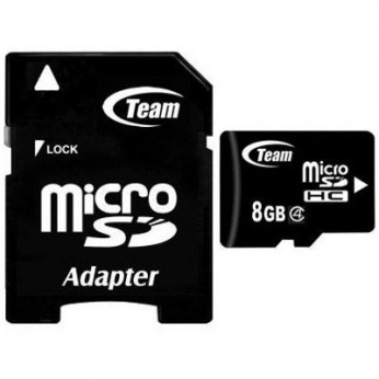 Карта пам`ятi MicroSDHC   8GB Class 4 Team + SD-adapter (TUSDH8GCL403) (TUSDH8GCL403)