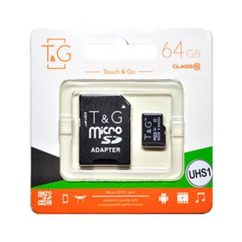 Карта памяти MicroSDXC  64GB UHS-I Class 10 T&G + SD-adapter (TG-64GBSDCL10-01) (TG-64GBSDCL10-01)