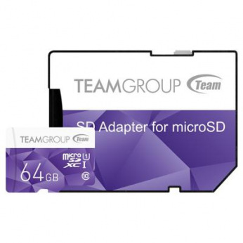 Карта памяти MicroSDXC  64GB UHS-I Team Color + SD-adapter Purple (TCUSDX64GUHS41) (TCUSDX64GUHS41)
