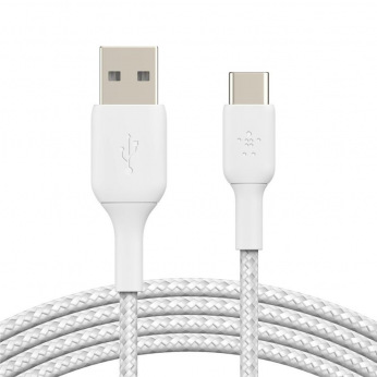 Кабель Belkin USB-A - USB-С, BRAIDED, 3m, white (CAB002BT3MWH)