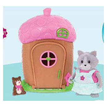 Игровой набор Li’l Woodzeez Домик c сюрпризом ( розовая крыша, 1 фигурка котика, 1 аксессуар) (WZ6603Z)