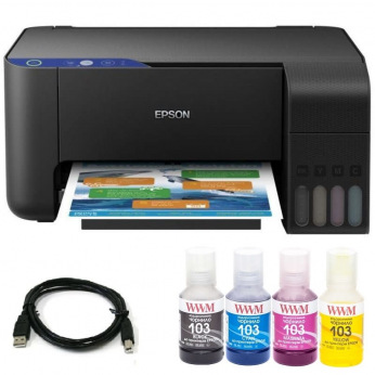 Комплект МФУ Epson L3101 (без чернил) + USB кабель + Чернила WWM по 140г