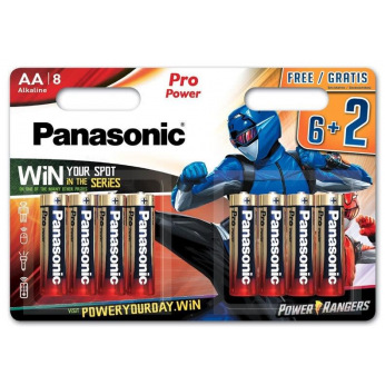 Батарейка Panasonic Pro POWER щелочная AA блистер  8 шт Power Rangers (LR6XEG/8B2FPR)