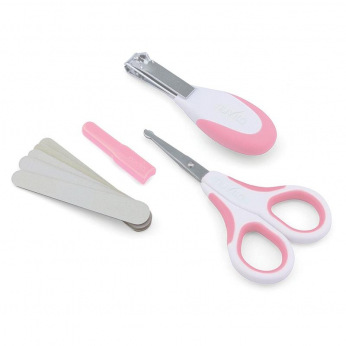 Набір по догляду за дитиною Nuvita 0м+ Рожевий Безпечні ножиці з аксесуарами  (NV1138COOLPINK)
