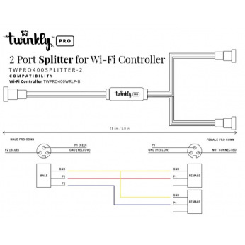 Сплиттер-разветвитель Twinkly Pro, IP65, черный (TWPRO400SPLITTER-2)