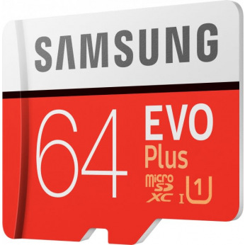 Карта пам’ятi Samsung 64GB microSDXC C10 UHS-I U1 R100/W20MB/s Evo Plus V2 + SD адаптер (MB-MC64HA/RU)
