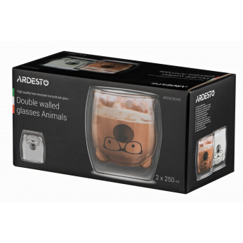 Набір чашок Ardesto Animals з подвійними стінками, 250 мл, 2 од., боросилікатне скло (AR2625GAS)