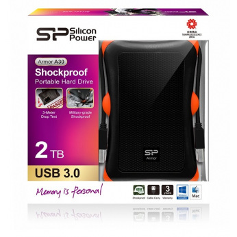 Жесткий диск Silicon Power 2.5" USB 3.2 2TB Armor A30 Black Orange (SP020TBPHDA30S3K)