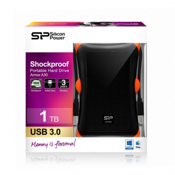 Жорсткий диск Silicon Power 2.5" USB 3.2 1TB Armor A30 Black Orange (SP010TBPHDA30S3K)