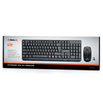 Комплект (клавіатура, мишка) бездротовий REAL-EL Standard 555 Kit Black USB (EL123100009)