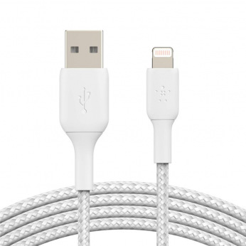 Кабель Belkin USB-A - Lightning, BRAIDED, 2m, white (CAA002BT2MWH)