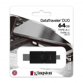 Флеш пам’ять 64GB DataTraveler Duo USB 3.2 Gen1 +  Type-C DTDE/64GB (DTDE/64GB)