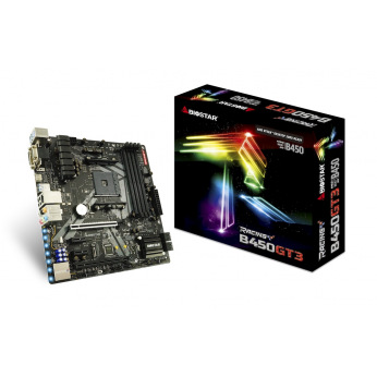 Материнcкая плата Biostar B450MH sAM4 B450 4xDDR4 M.2 HDMI-DVI-VGA Type-C mATX (B450GT3)