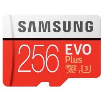 Карта пам’яті Samsung 256GB microSDXC C10 UHS-I U3 R100/W90MB/s Evo Plus V2 + SD адаптер (MB-MC256HA/RU)