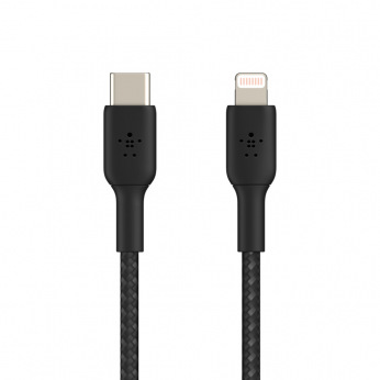 Кабель Belkin USB-С - Lightning, BRAIDED, 1m, black (CAA004BT1MBK)