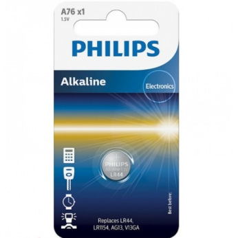 Батарейка Philips Alkaline A76 (LR44, LR1154, AG13, V13GA) 1шт (A76/01B)