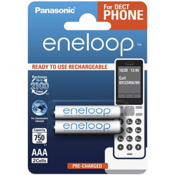 Аккумулятор Panasonic Eneloop AAA 750 2BP mAh NI-MH Dect Series (BK-4MCCE/2DE)