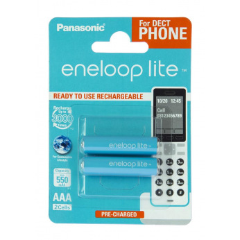 Аккумулятор Panasonic Eneloop Lite AAA 550 2BP mAh Ni-MH Dect Series (BK-4LCCE/2DE)