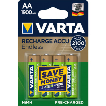 Аккумулятор Varta RECHARGEABLE ACCU ENDLESS  AA 1900mAh BLI 4 NI-MH (56676101404)