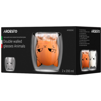 Набор чашек Ardesto Animals с двойными стенками, 200 мл, 2 шт, боросиликатное стекло (AR2620AC)