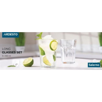 Набор стаканов высоких Ardesto Salerno 360 мл, 3 шт., стекло (AR2636LS)