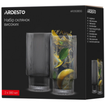 Набор стаканов высоких Ardesto Graphite 380 мл, 2 шт., стекло (AR2638SG)