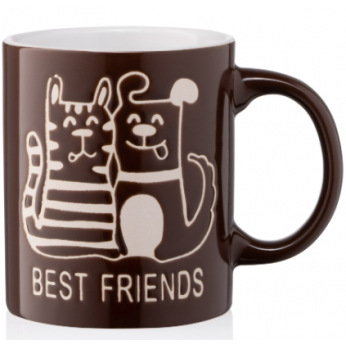 Чашка Ardesto Best friends, 330 мл, коричневая, керамика (AR3471BR)