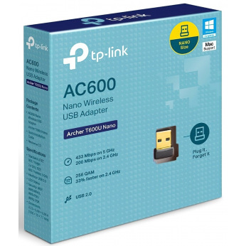 USB адаптер TP-Link бездротовий мережевий TP-Link AC600/USB 2.0 Archer T600U Nano (Archer T600U Nano)