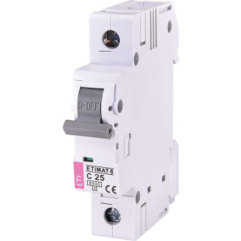 Автоматичний вимикач ETI, ETIMAT 6 1p С 25А (6 kA) (2141518)