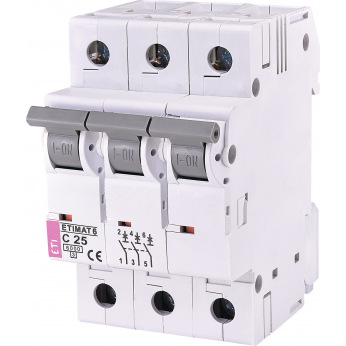 Автоматический  выключатель ETI,  ETIMAT 6  3p C 25А (6 kA) (2145518)