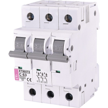 Автоматичний вимикач ETI, ETIMAT 6 3p C 63А (6 kA) (2145522)