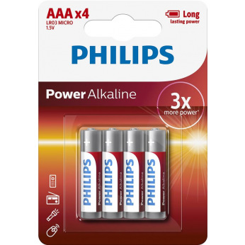 Батарейка Philips Power Alkaline AAA BLI 4 (LR03P4B/10)