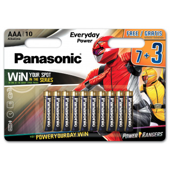 Батарейка Panasonic EVERYDAY POWER щелочная AAA блистер  10 шт Power Rangers (LR03REE/10B3FPR)