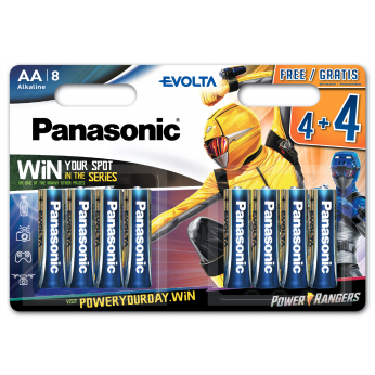 Батарейка Panasonic EVOLTA щелочная AA блистер  8 шт Power Rangers (LR6EGE/8B4FPR)
