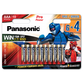 Батарейка Panasonic Pro POWER щелочная AAA блистер  10 шт Power Rangers (LR03XEG/10B4FPR)
