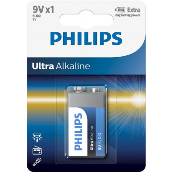 Батарейка Philips Ultra Alkaline 6LR61 BLI 1 (6LR61E1B/10)